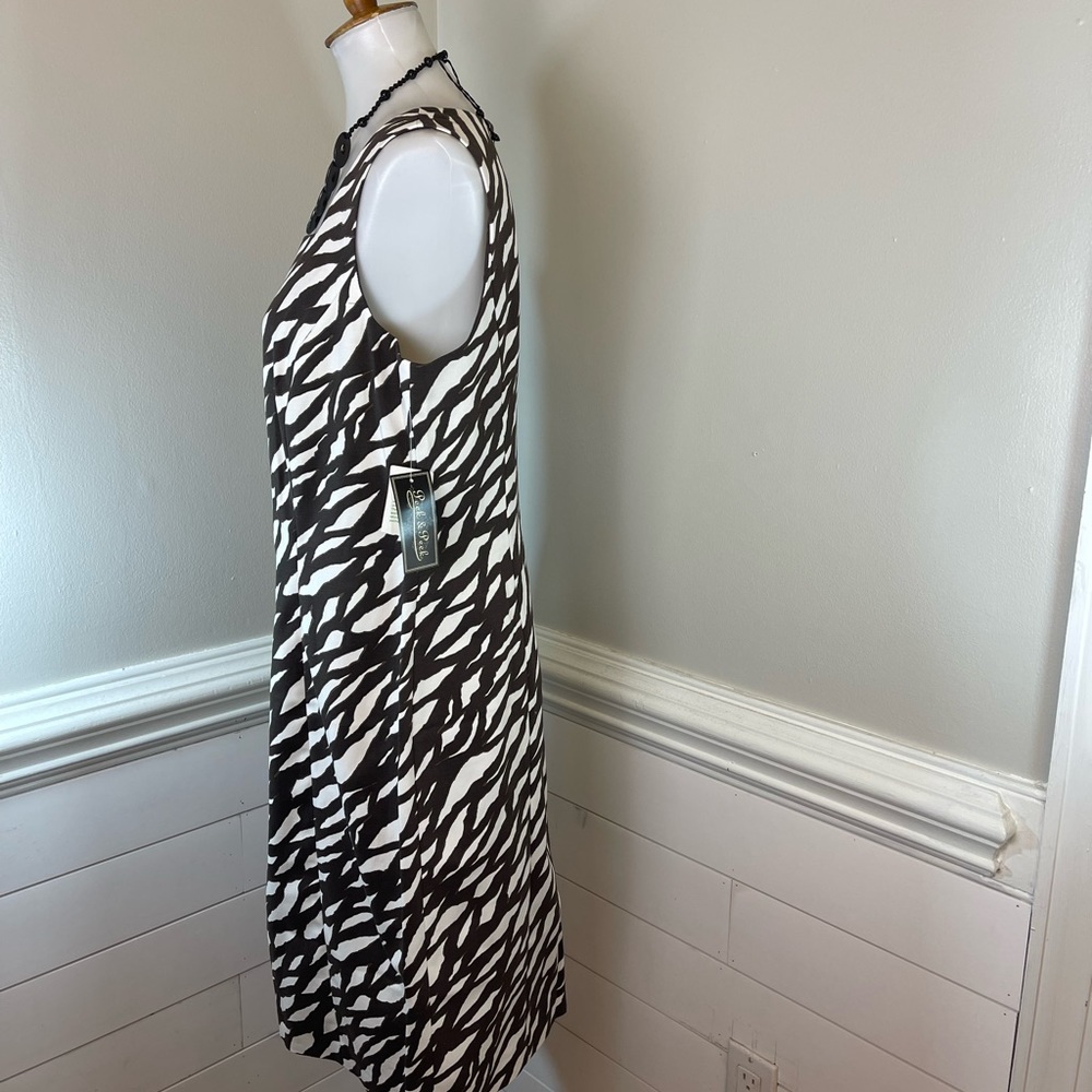Peck & Peck Espresso & Dark Brown Animal Print Dress 12 FREE SHIP - Picture 2 of 4